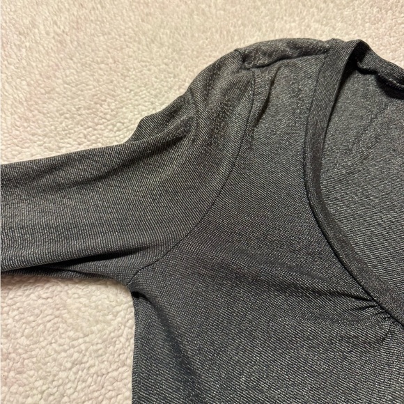 Michael Stars Gunmetal Metallic Silver Gray Shine Top 3/4 Sleeve Shirt Y2K - Picture 8 of 11